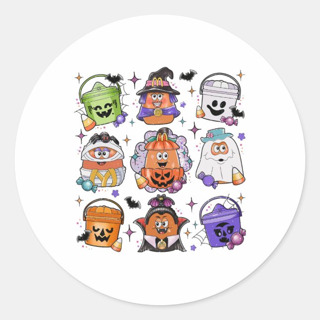 Sticker Rond Halloween Café Funny Halloween Saison Éffrayant (Devant)