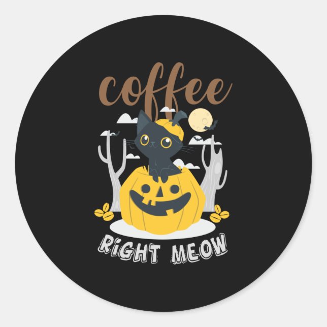 Sticker Rond Halloween café juste Meow Anniversaire (Devant)