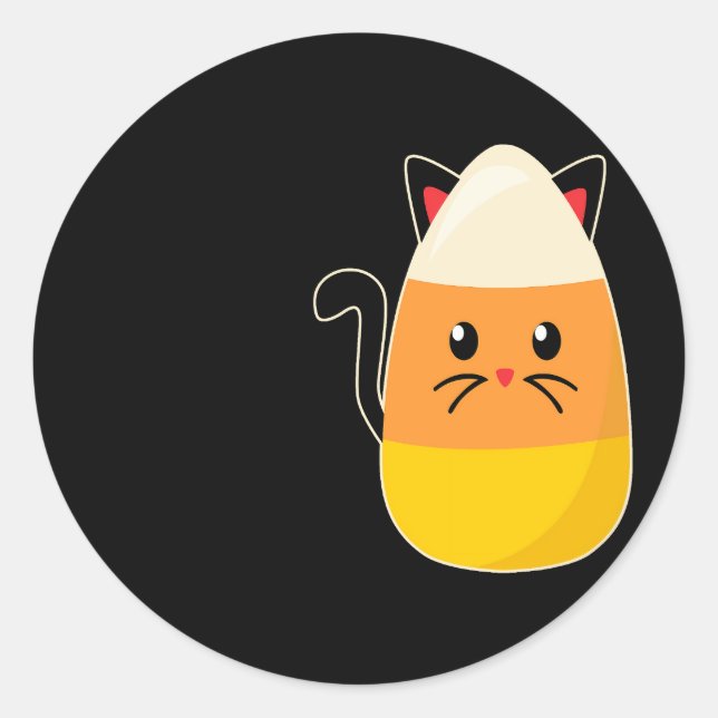 Sticker Rond Halloween Candy Corn Cat (Devant)