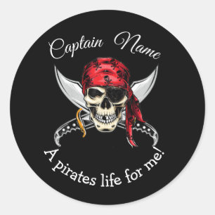 Sticker Rond Halloween Capitaine noire Pirate Légende