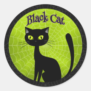 Sticker Rond Halloween - Chat noir mignon