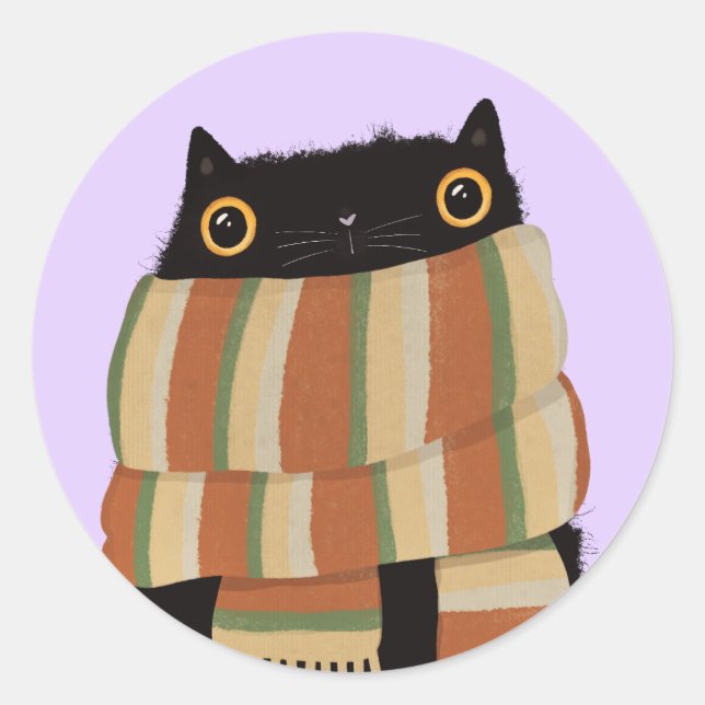 Sticker Rond Halloween Chat Noir Saison Automne Heureux Hallowe (Devant)