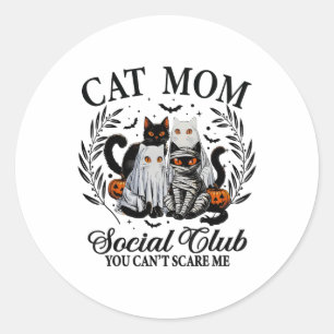Sticker Rond Halloween Chat Noir Social Club Chat Éffrayant got