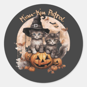 Sticker Rond Halloween chats d'automne - Patrol Miau-kin
