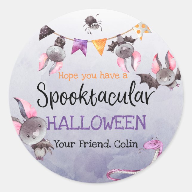 Sticker Rond Halloween chauves-souris joyeuses Halloween (Devant)