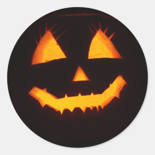 Sticker Rond Halloween Citrouille Ghost