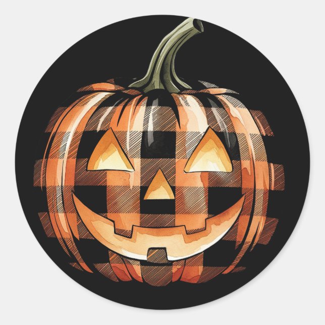 Sticker Rond Halloween Citrouille Jack-O'-Lantern (Devant)