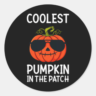 Sticker Rond Halloween Citrouille Le Plus Coolest Dans Le Patch
