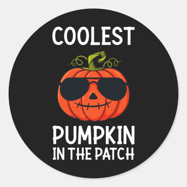 Sticker Rond Halloween Citrouille Le Plus Coolest Dans Le Patch (Devant)