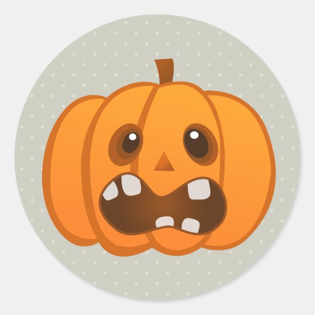 Sticker Rond Halloween Citrouille orange Jack-o'lanterne (Devant)