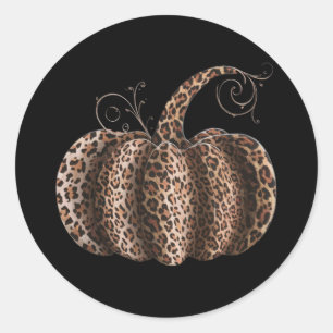 Sticker Rond Halloween Citrouille Plaid Leopard automne Thanksg
