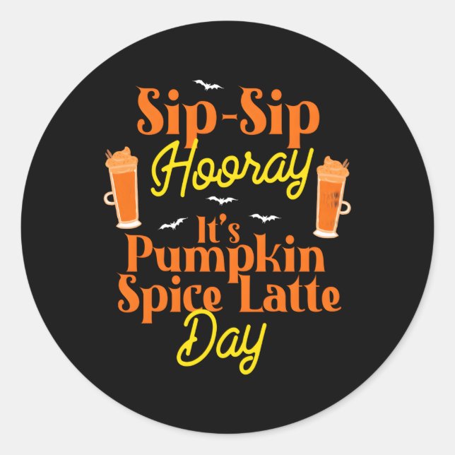 Sticker Rond Halloween Citrouille Spice Latte Citrouille café a (Devant)