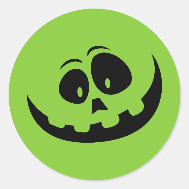 Sticker Rond Halloween citrouille Vert Visage (Devant)