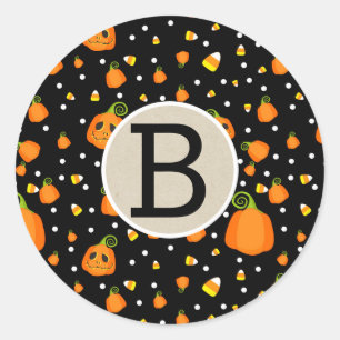 Sticker Rond Halloween Citrouilles Fête Fantaisiste Kraft