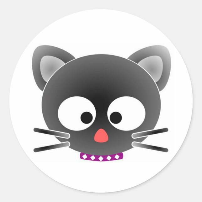 Sticker rond Halloween classique/Face de chat (Devant)