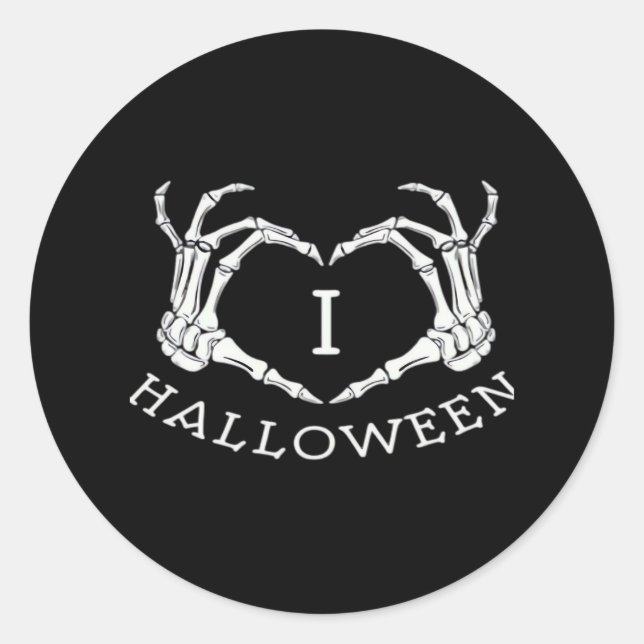 Sticker Rond Halloween! Classique - Skeleton Hands Heart (Devant)