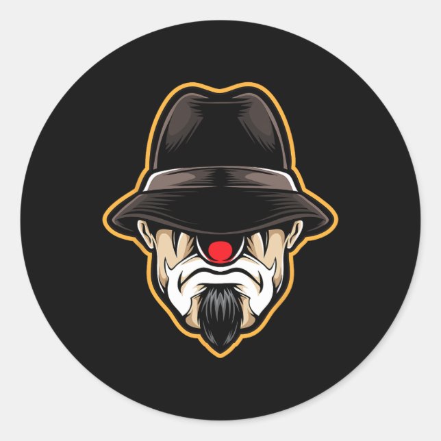 Sticker Rond Halloween Clown Cholo Gangster (Devant)