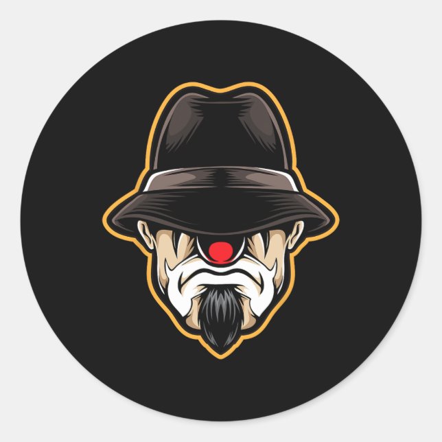 Sticker Rond Halloween Clown Cholo Gangster (Devant)