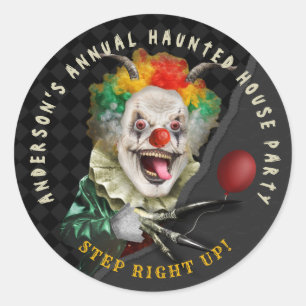 Sticker Rond Halloween Clown Déplaisant Adult Scary Circus Part