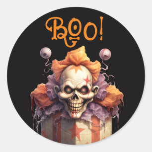 Sticker Rond Halloween Clown Déplaisant vintage Peek-a-Boo