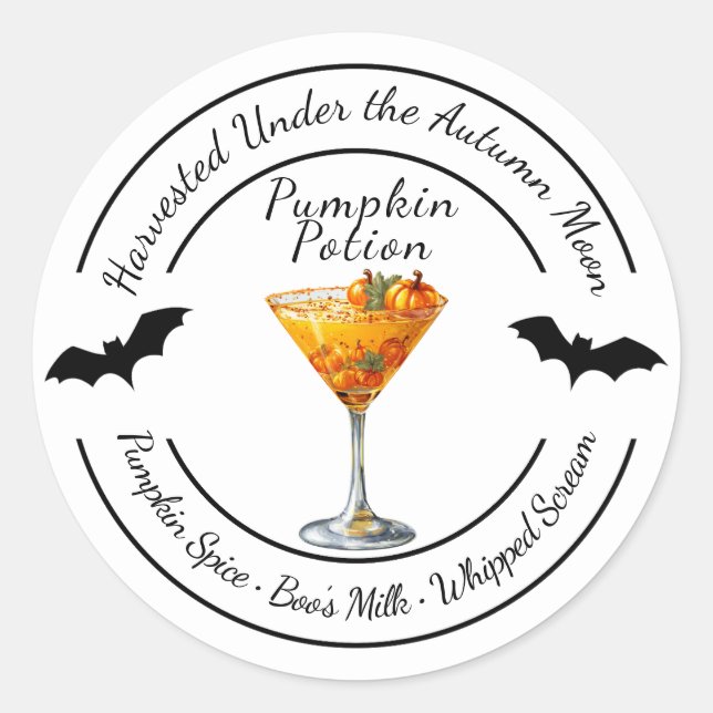 Sticker Rond Halloween | Cocktail citrouille | Boisson automnal (Devant)