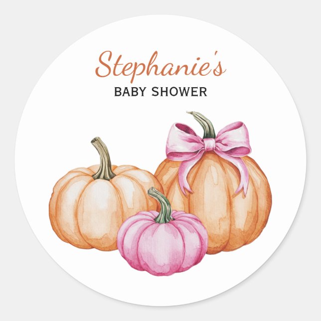 Sticker Rond Halloween Coquette Bow Citrouille Baby shower Éffr (Devant)