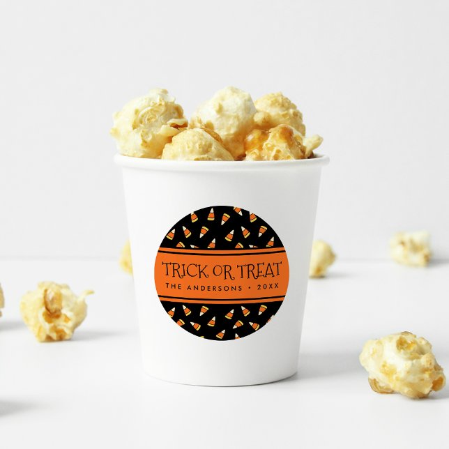 Sticker Rond Halloween Corn Corn Trick personnalisé ou traiteme (Créateur téléchargé)