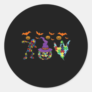 Sticker Rond Halloween costume Autism Awareness Pumkin Witch P