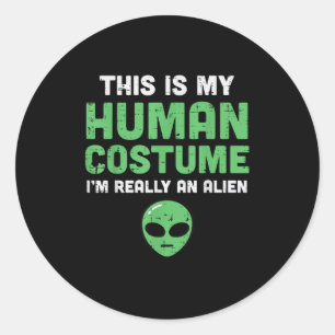 Sticker Rond Halloween Costume Humain Im Alien Drôle Hommes Fem