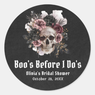 Sticker Rond Halloween Crâne Boo's Before I Do's Enterrement de
