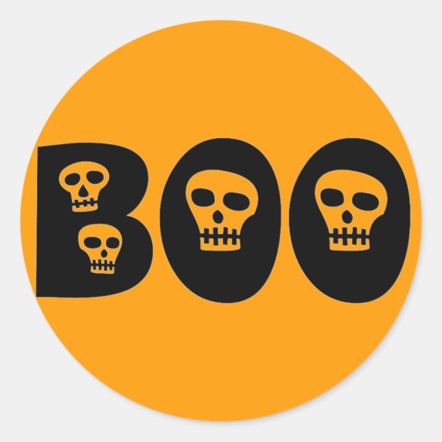 Sticker Rond Halloween crânes "Boo" (Devant)