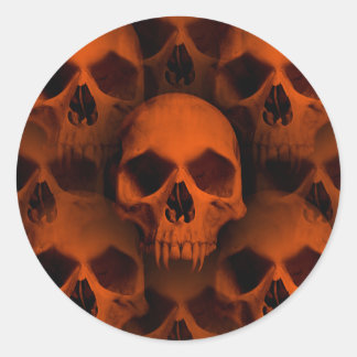 Sticker Rond Halloween crânes d'horreur