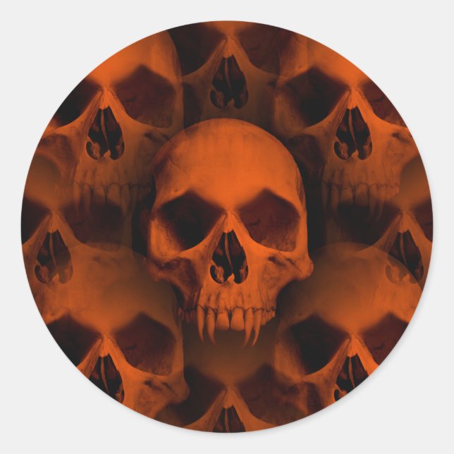 Sticker Rond Halloween crânes d'horreur (Devant)