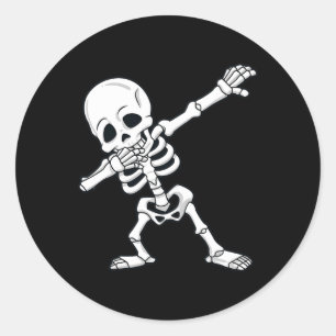 Sticker Rond Halloween Dabbing Skeleton Garçons Filles Enfants 