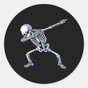 Sticker Rond Halloween Dabbing Squelette Rib Cage Dab Danc