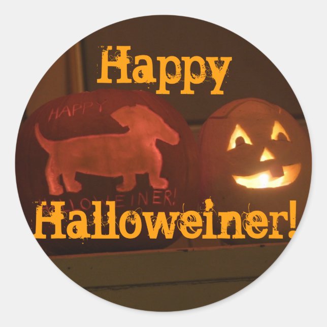 Sticker Rond Halloween dachshund jack-o-lantern (Devant)