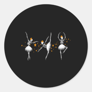 Sticker Rond Halloween Danser Squelette Ballerina Ballet Femmes
