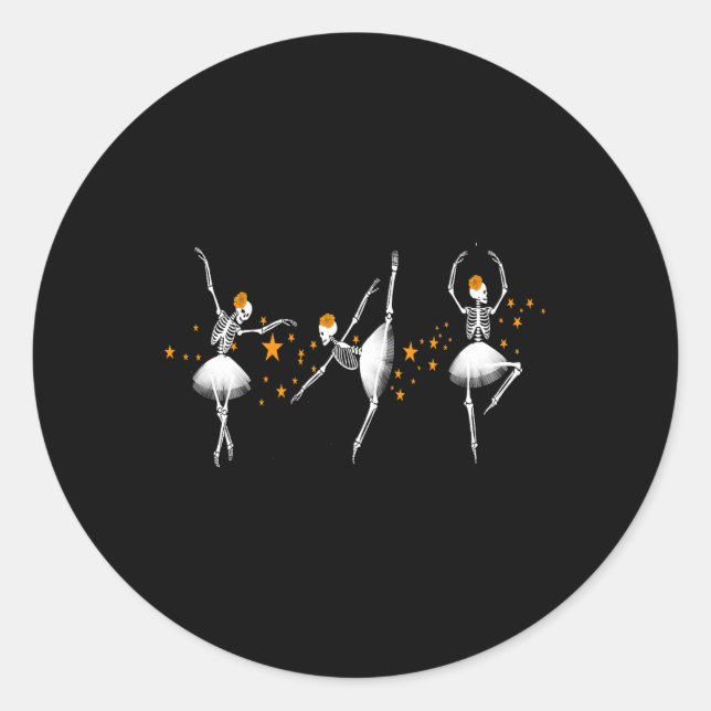 Sticker Rond Halloween Danser Squelette Llerina Llet Femmes Fil (Devant)
