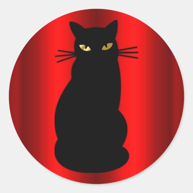 Sticker Rond Halloween de chat noir (Devant)