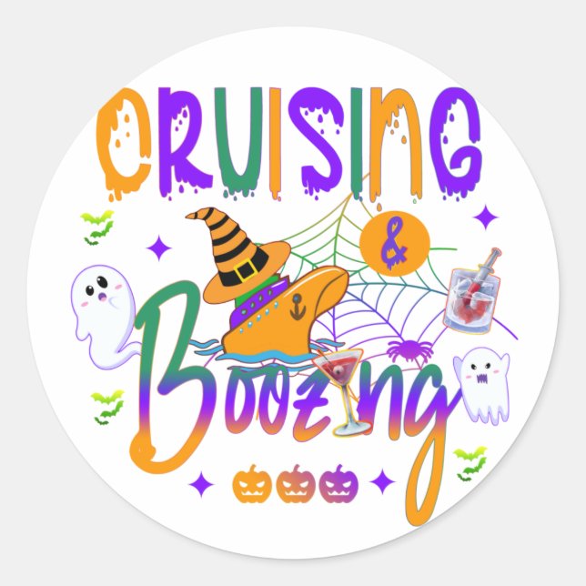 Sticker Rond Halloween de la croisière et du booing (Devant)