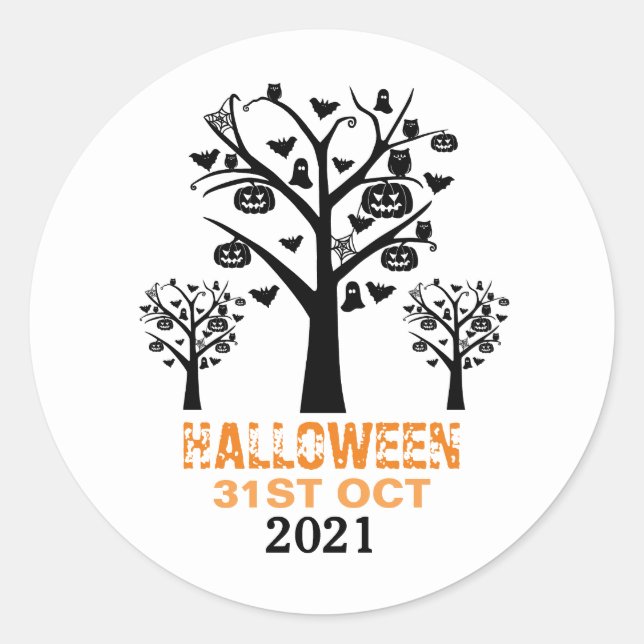 Sticker Rond Halloween de la forêt hantée (Devant)