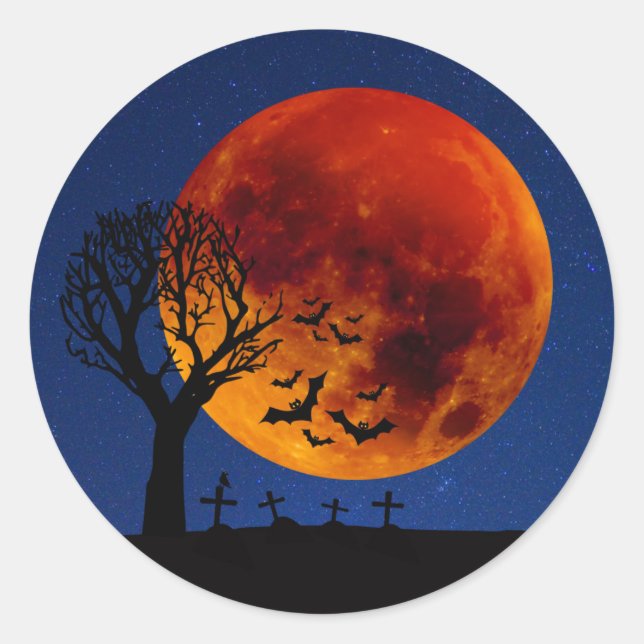 Sticker Rond Halloween de la lune de récolte (Devant)