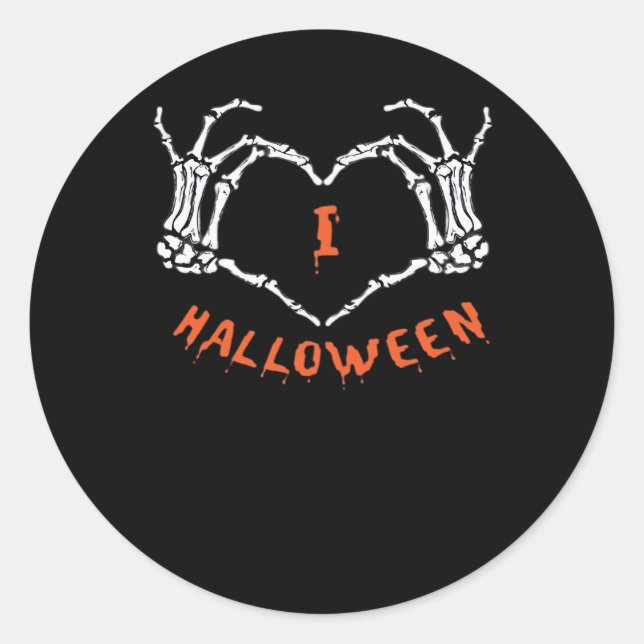 Sticker Rond Halloween de Slogan. Geste Cardiaque En Squelette (Devant)