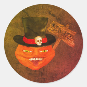 Sticker Rond Halloween déplaisant Citrouille