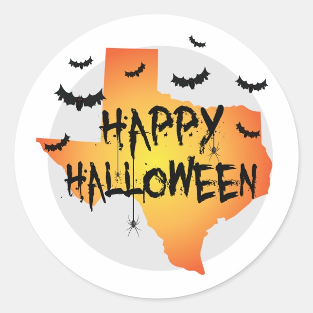 Sticker Rond Halloween déplaisant Texas heureux avec chauves-so (Devant)