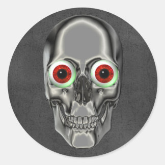 Sticker Rond Halloween déplaisante face crâne