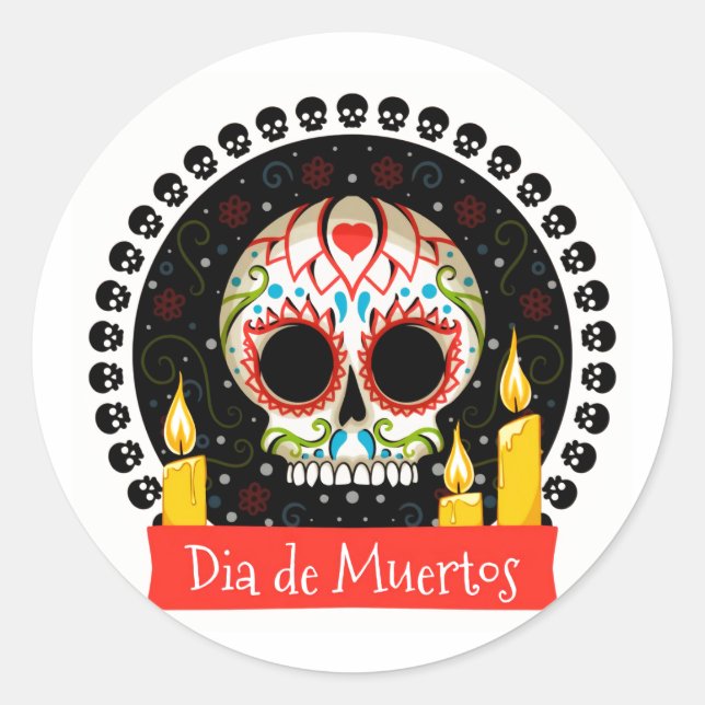 Sticker Rond Halloween Dia De Muertos (Devant)