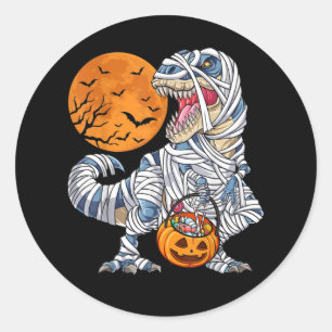 Sticker Rond Halloween Dinosaur T rex Citrouille maman