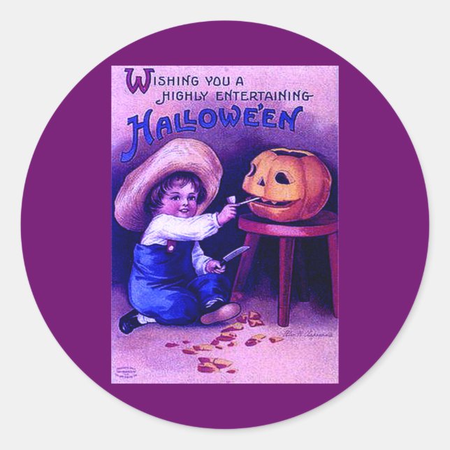 Sticker Rond Halloween divertissant vintage (Devant)