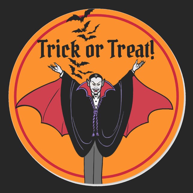 Sticker Rond Halloween Dracula Red Cape Bats (Créateur téléchargé)